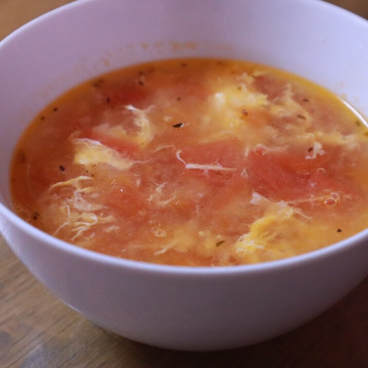 【彩の一品】トマトと卵のスープ